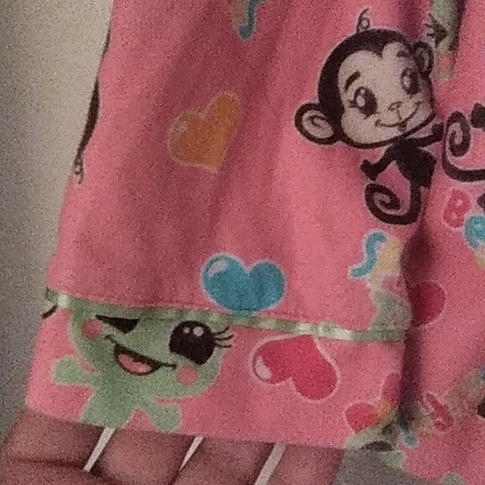 Girls 5T Best friends Monkey Frog Hearts Joe Boxer Pajama Set 4 Glitter Buttons - Picture 7 of 12
